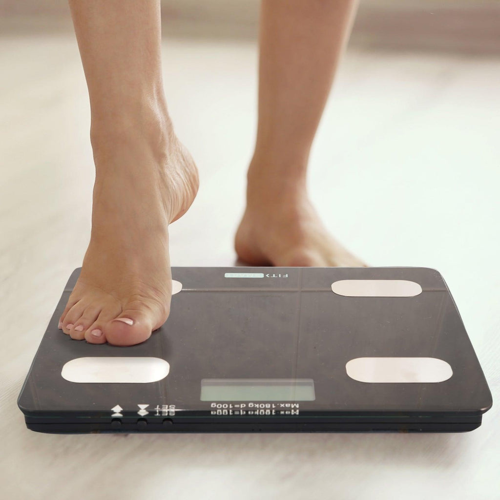 Fit Smart Electronic Floor Body Scale Black Digital LCD Glass Tracker Bathroom Deals499