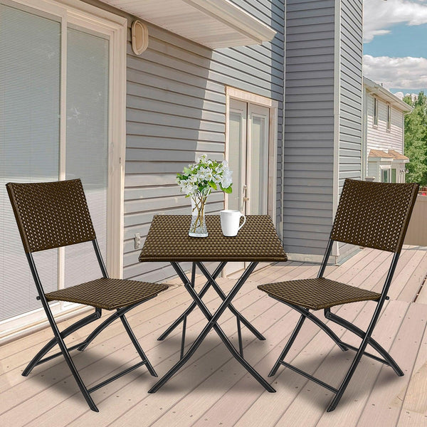 Arcadia Furniture Outdoor 3 Piece Foldable Rattan Coffee Table Set Garden Patio Oatmeal Deals499