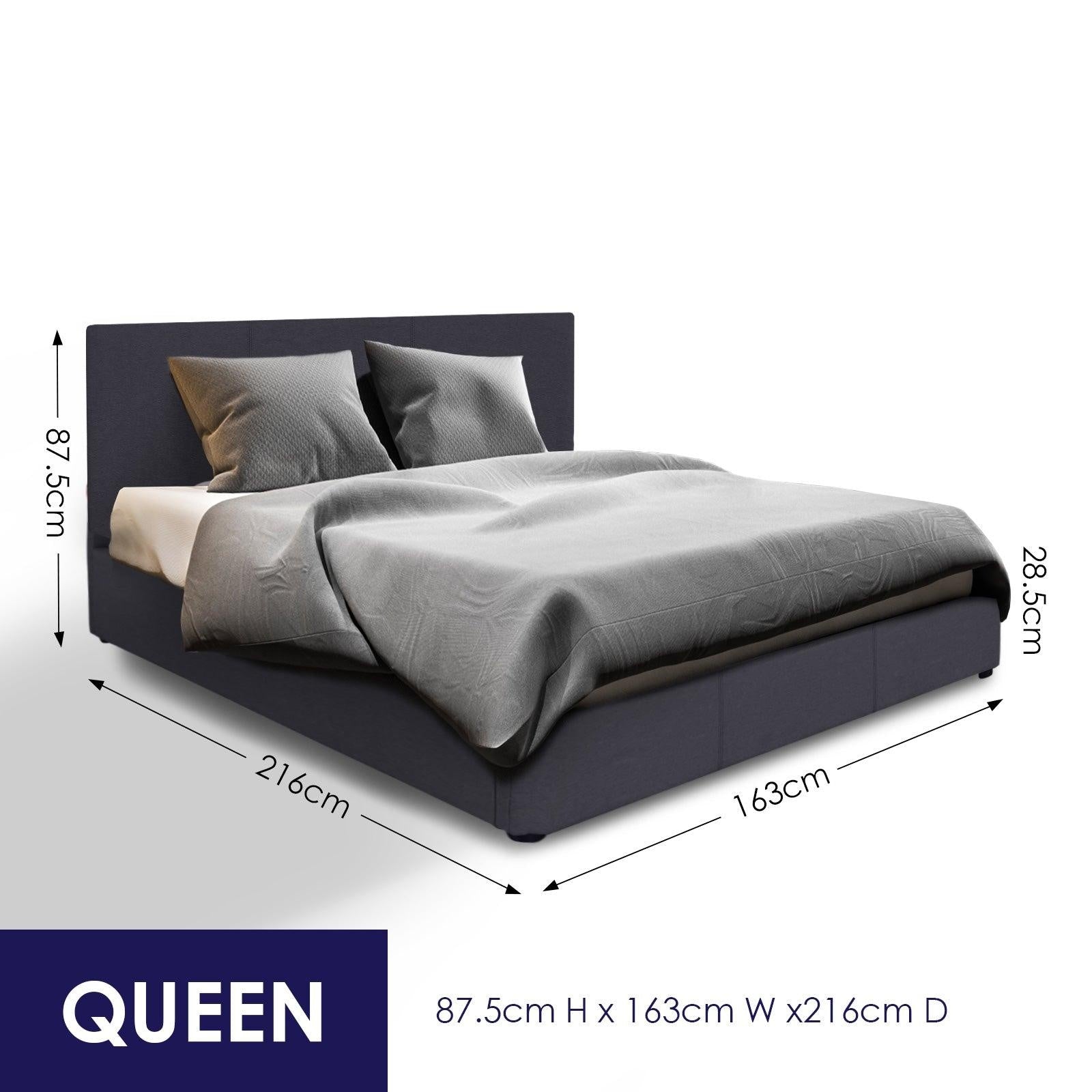 Milano Luxury Gas Lift Bed Frame And Headboard Queen Black Deals499