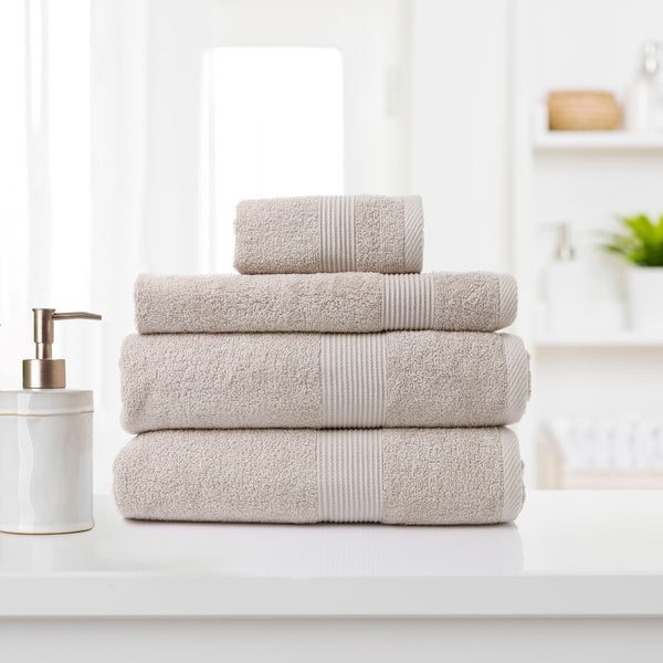 Royal Comfort 4 Piece Cotton Bamboo Towel Set 450GSM Luxurious Absorbent Plush Beige Deals499