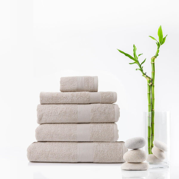 Royal Comfort 5 Piece Cotton Bamboo Towel Set 450GSM Luxurious Absorbent Plush Beige Deals499