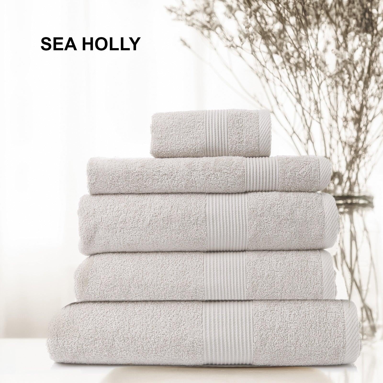 Royal Comfort 5 Piece Cotton Bamboo Towel Set 450GSM Luxurious Absorbent Plush Sea Holly Deals499