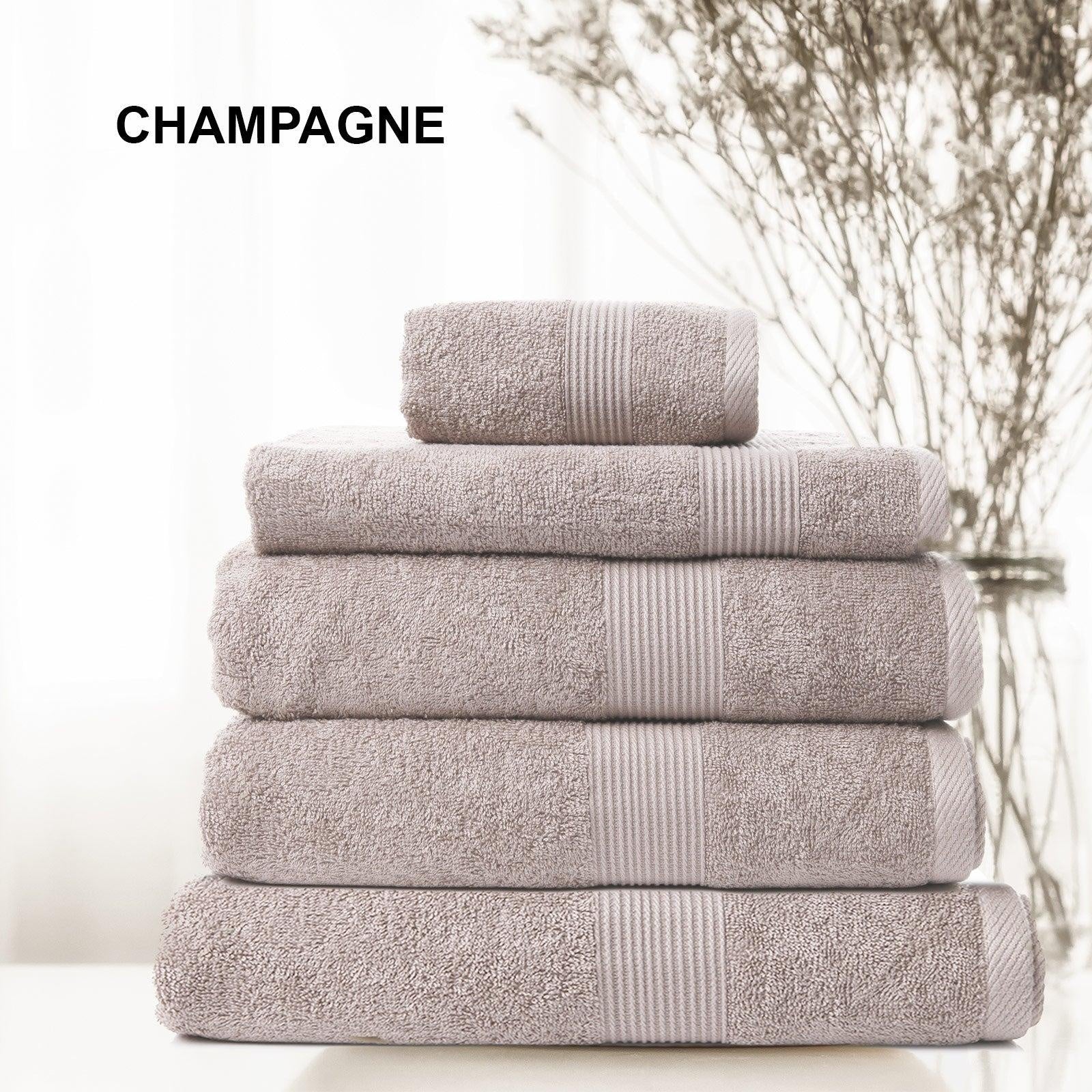 Royal Comfort 5 Piece Cotton Bamboo Towel Set 450GSM Luxurious Absorbent Plush Champagne Deals499