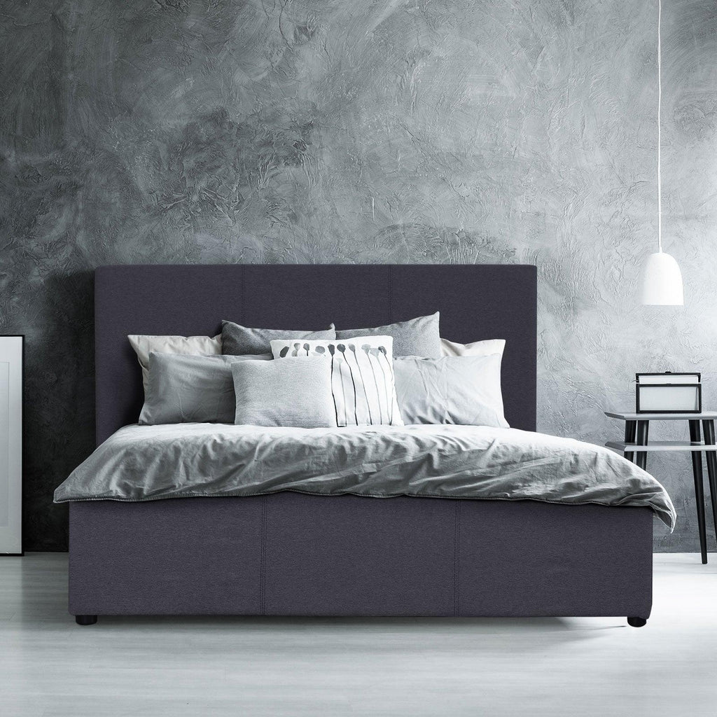 Milano Luxury Gas Lift Bed Frame Base And Headboard With Storage All Sizes Charcoal Queen Deals499