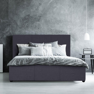 Milano Luxury Gas Lift Bed Frame Base And Headboard With Storage All Sizes Charcoal Queen Deals499