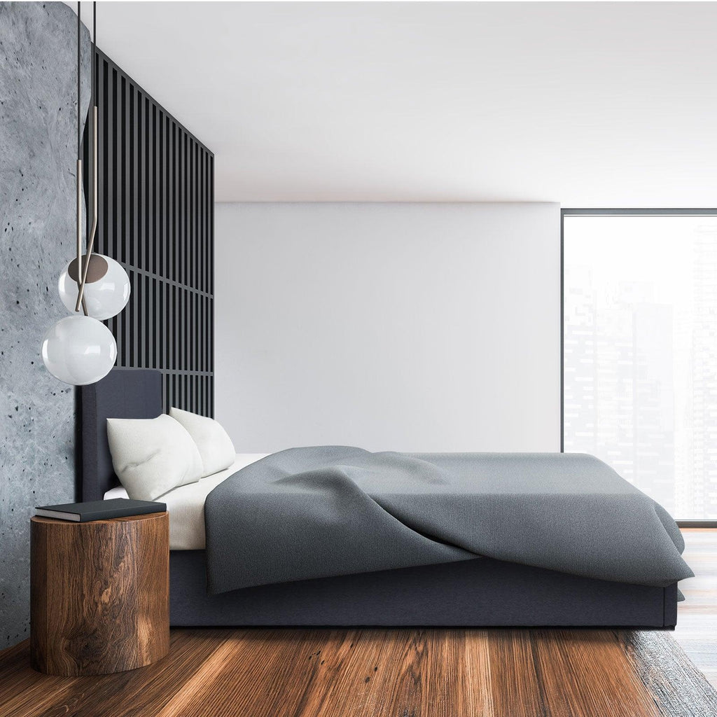 Milano Luxury Gas Lift Bed Frame Base And Headboard With Storage All Sizes Charcoal Queen Deals499