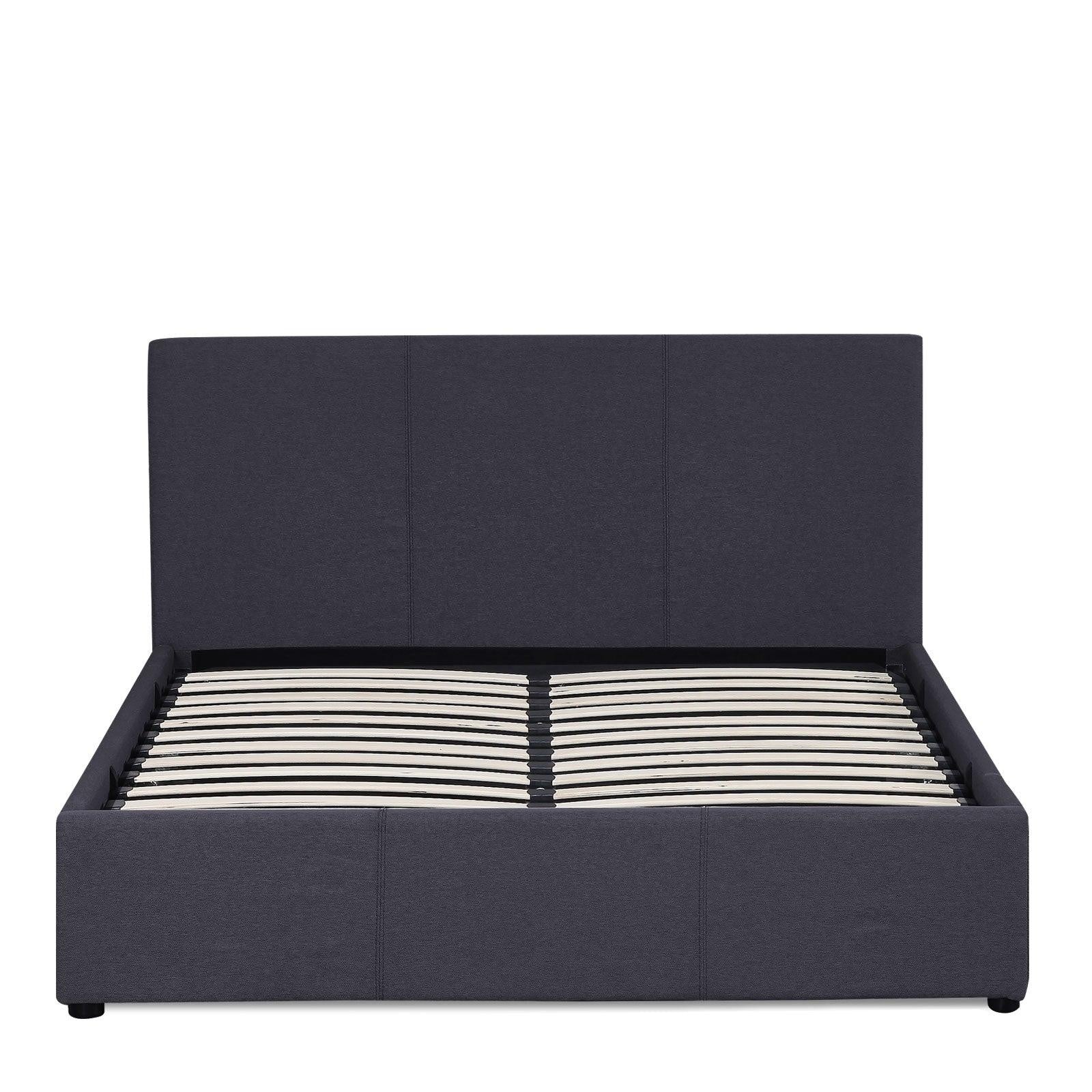 Milano Luxury Gas Lift Bed Frame Base And Headboard With Storage All Sizes Charcoal Queen Deals499