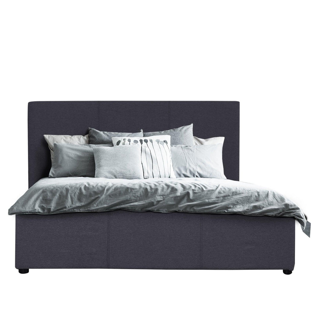 Milano Luxury Gas Lift Bed Frame Base And Headboard With Storage All Sizes Charcoal Queen Deals499