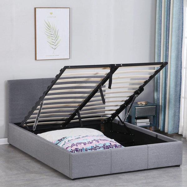 Milano Luxury Gas Lift Bed Frame Base And Headboard With Storage All Sizes Grey King Deals499