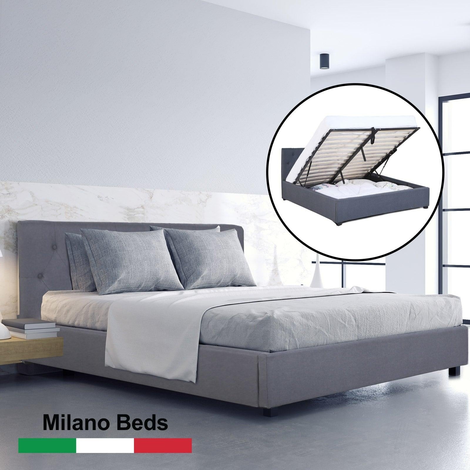 Milano Capri Luxury Gas Lift Bed Frame Base And Headboard With Storage All Sizes Charcoal Single Deals499