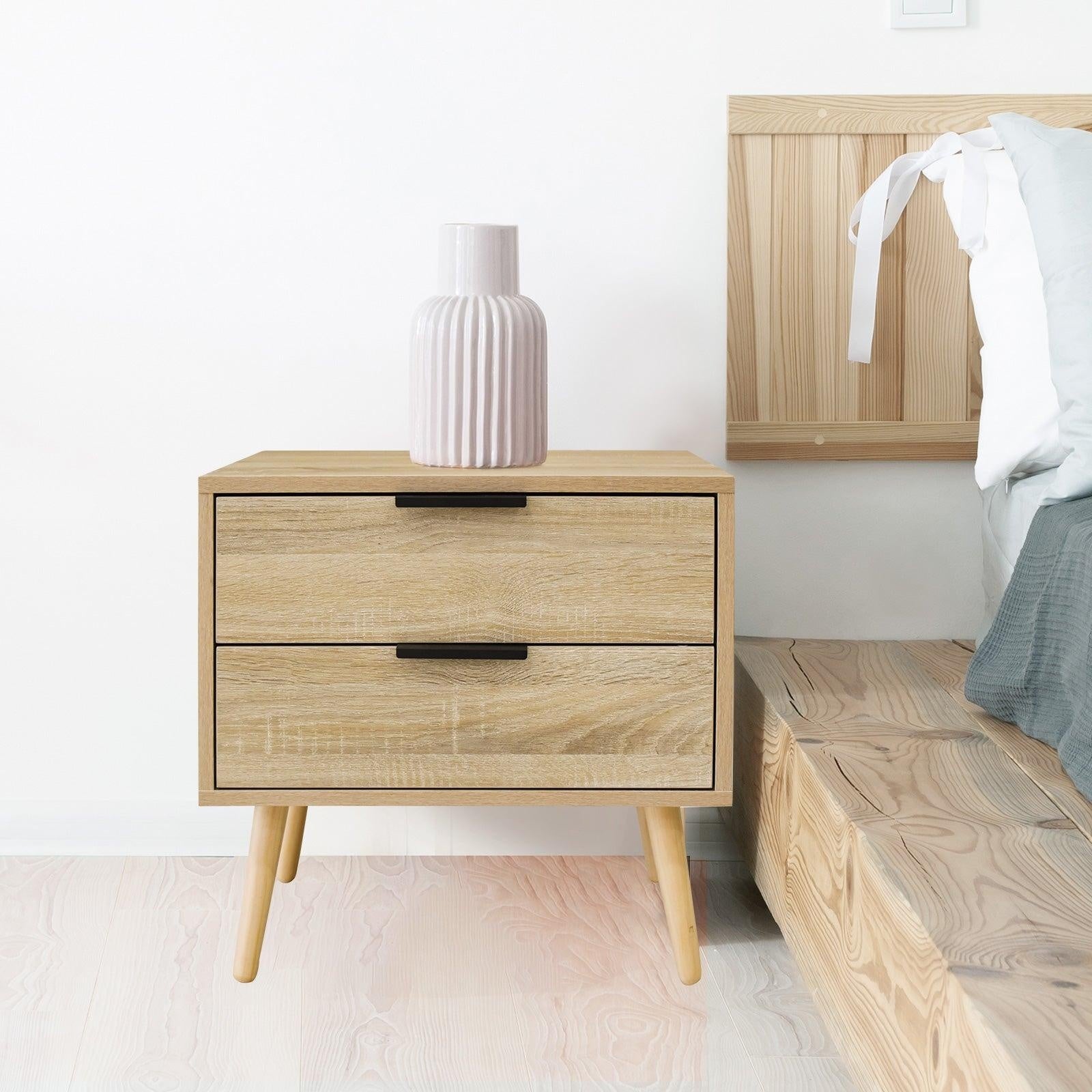 Milano Decor Bedside Table Paddington Drawers Nightstand Unit Cabinet Storage Light Brown Deals499