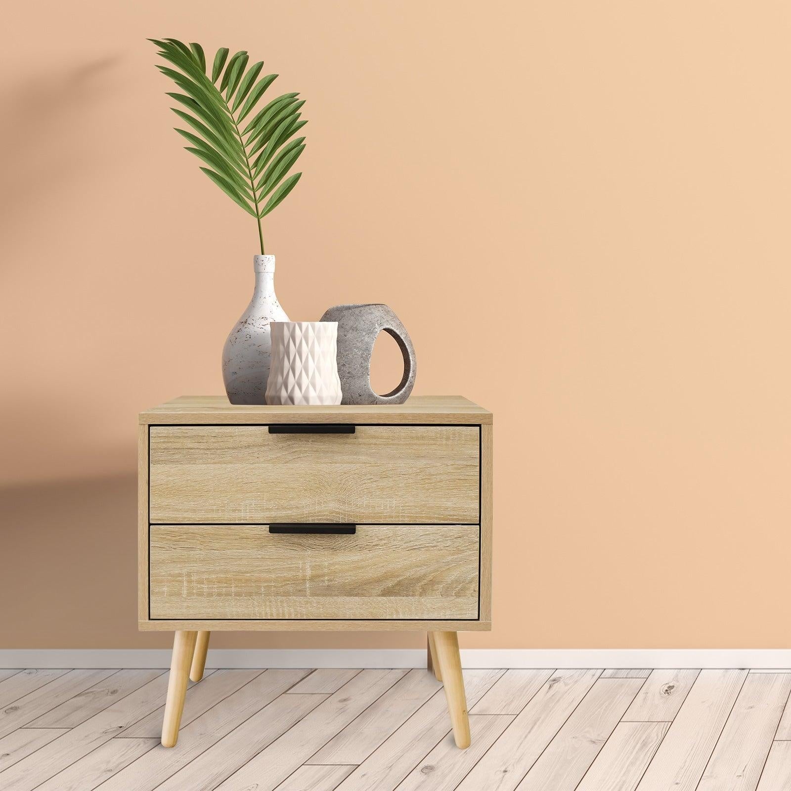 Milano Decor Bedside Table Paddington Drawers Nightstand Unit Cabinet Storage Light Brown Deals499