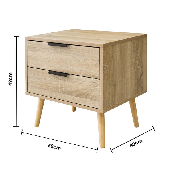 Milano Decor Bedside Table Paddington Drawers Nightstand Unit Cabinet Storage Light Brown Deals499