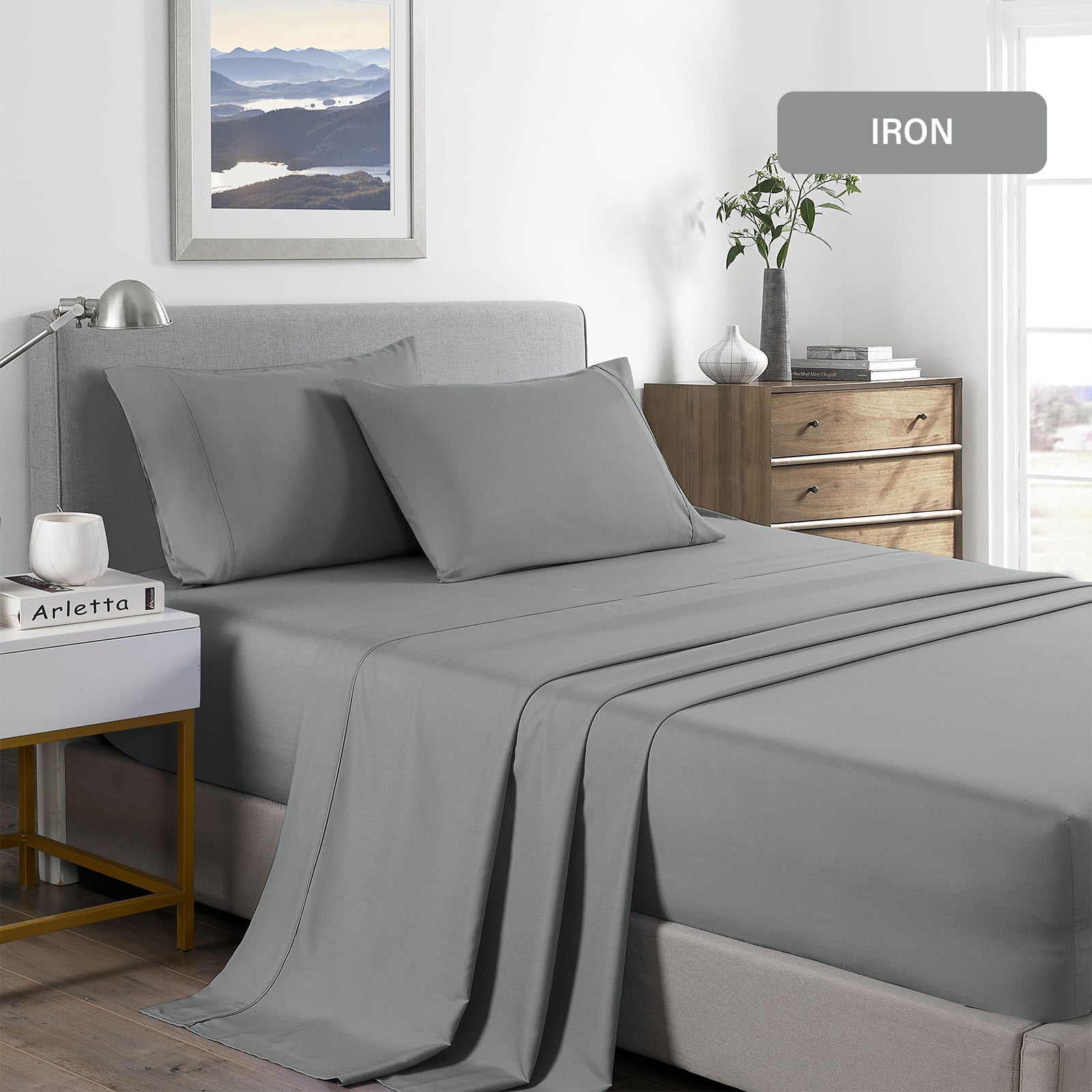 Royal Comfort 2000 Thread Count Bamboo Cooling Sheet Set Ultra Soft Bedding - Queen - Mid Grey from Deals499 at Deals499