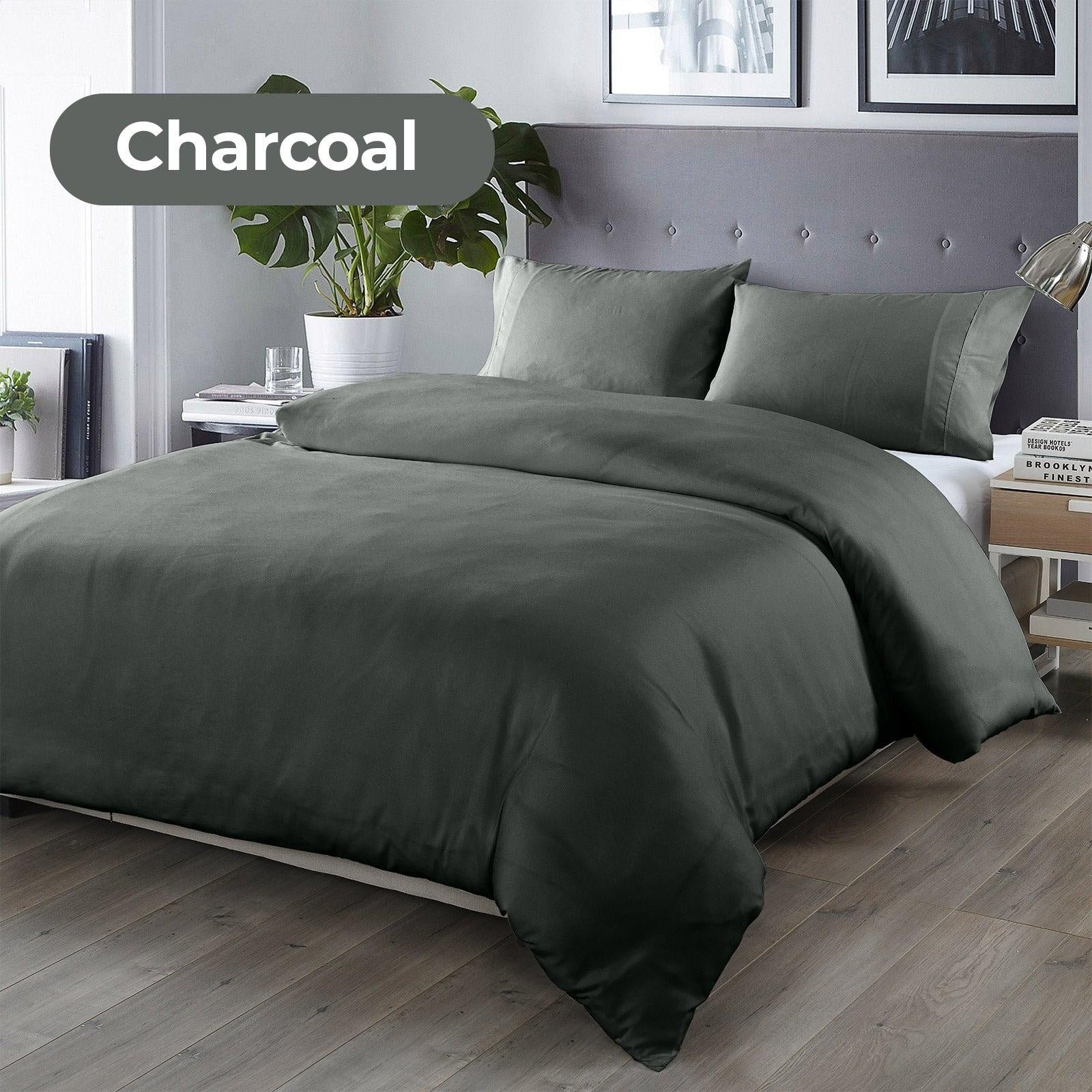 Royal Comfort Bamboo Blended Quilt Cover Set 1000TC Ultra Soft Luxury Bedding King Charcoal Deals499