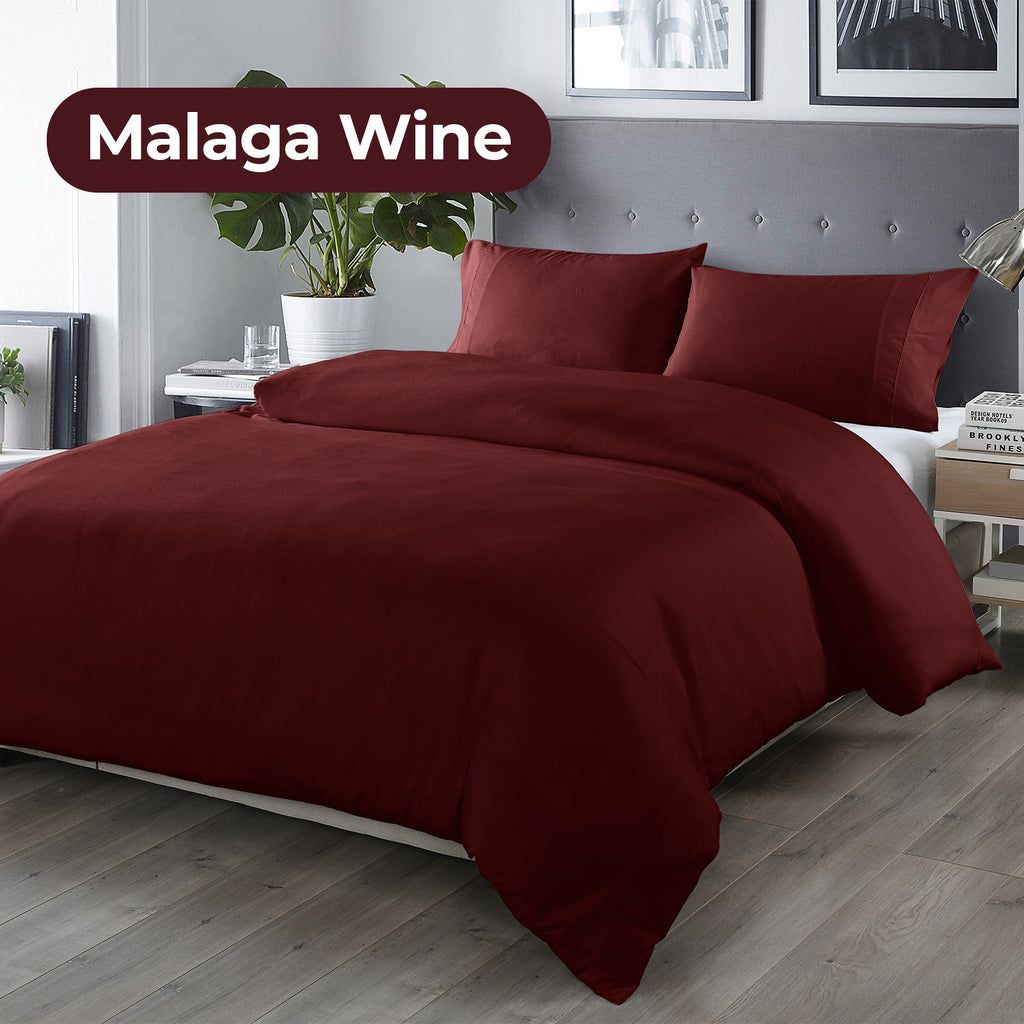 Royal Comfort Bamboo Blended Quilt Cover Set 1000TC Ultra Soft Luxury Bedding King Malaga Wine Deals499