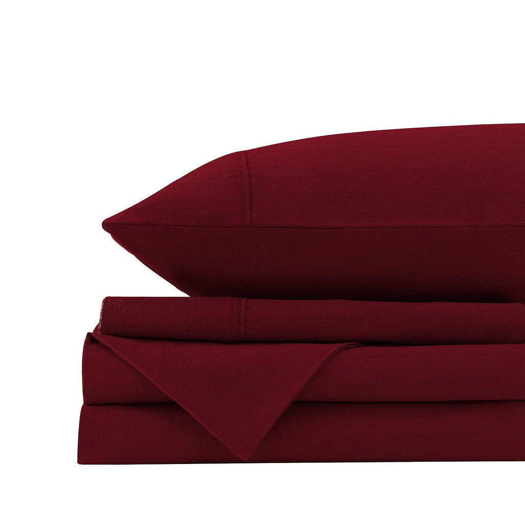 Royal Comfort Vintage Washed 100% Cotton Sheet Set Fitted Flat Sheet Pillowcases Single Mulled Wine Deals499