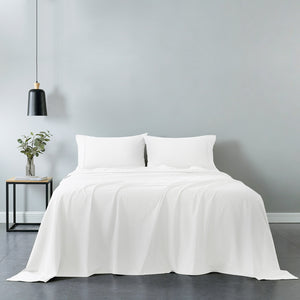 Royal Comfort Vintage Washed 100% Cotton Sheet Set Fitted Flat Sheet Pillowcases Queen White Deals499