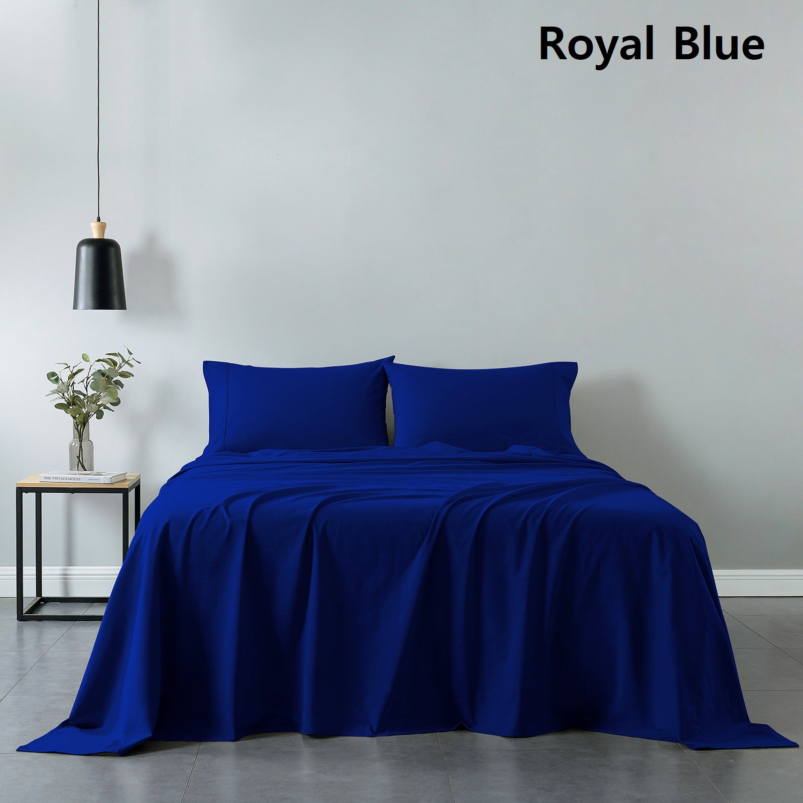 Royal Comfort Vintage Washed 100% Cotton Sheet Set Fitted Flat Sheet Pillowcases King Royal Blue Deals499
