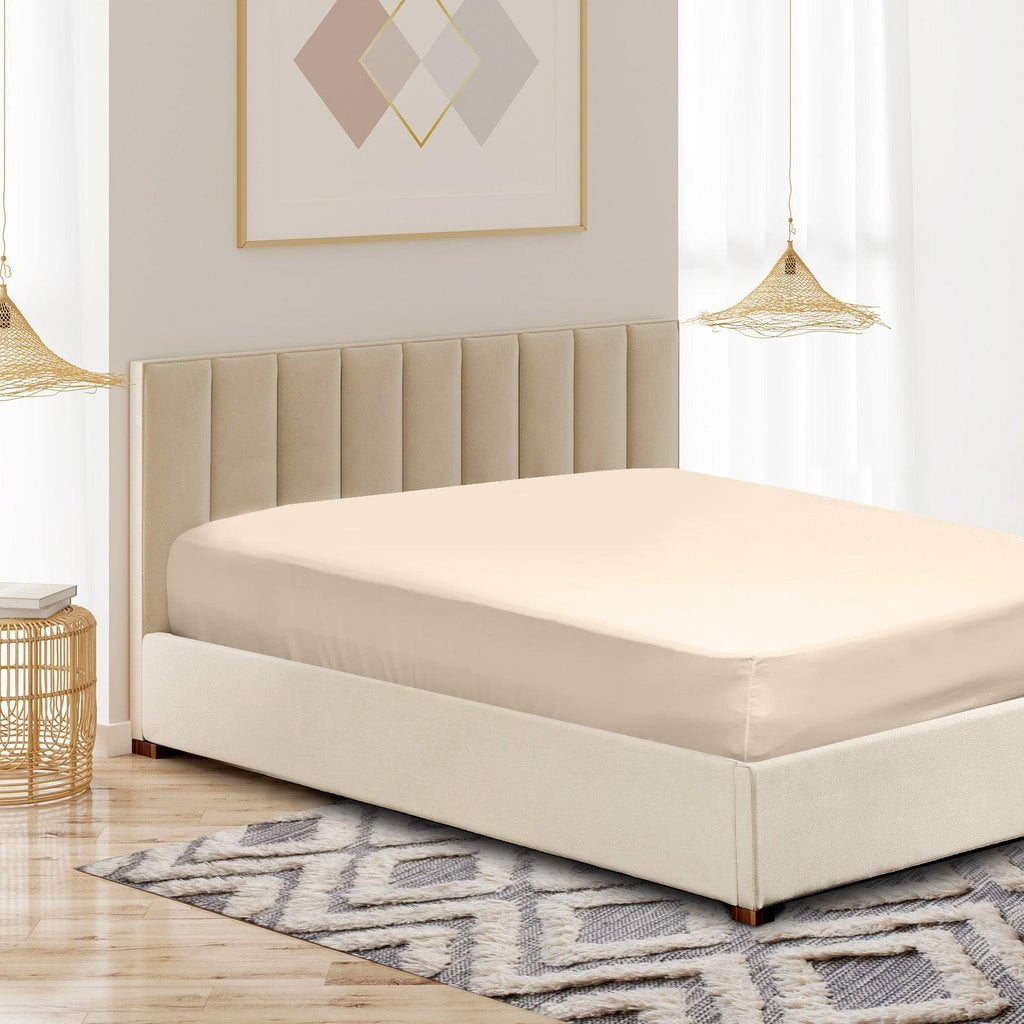 Royal Comfort 1200 Thread Count Fitted Sheet Cotton Blend Ultra Soft Bedding Ivory King Deals499