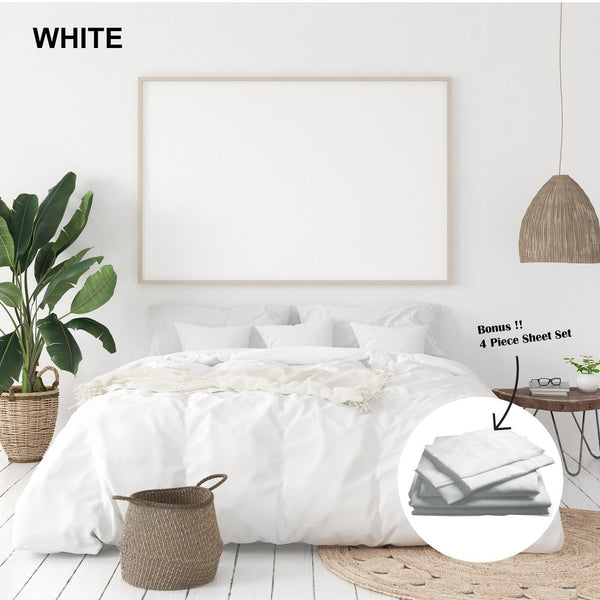 Royal Comfort 1000 Thread Count Bamboo Cotton Sheet and Quilt Cover Complete Set King White Deals499