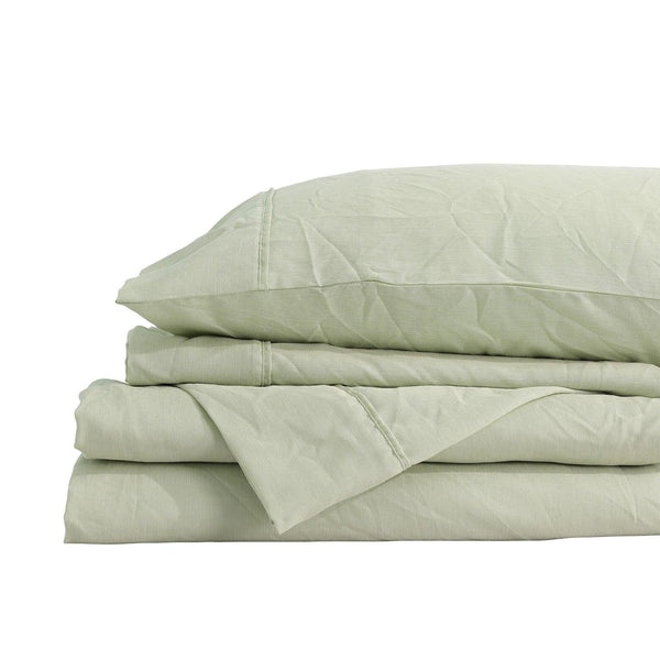 Royal Comfort Flax Linen Blend Sheet Set Bedding Luxury Breathable Ultra Soft Sage Green Queen Deals499