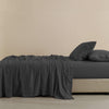 Royal Comfort Flax Linen Blend Sheet Set Bedding Luxury Breathable Ultra Soft Charcoal Queen Deals499