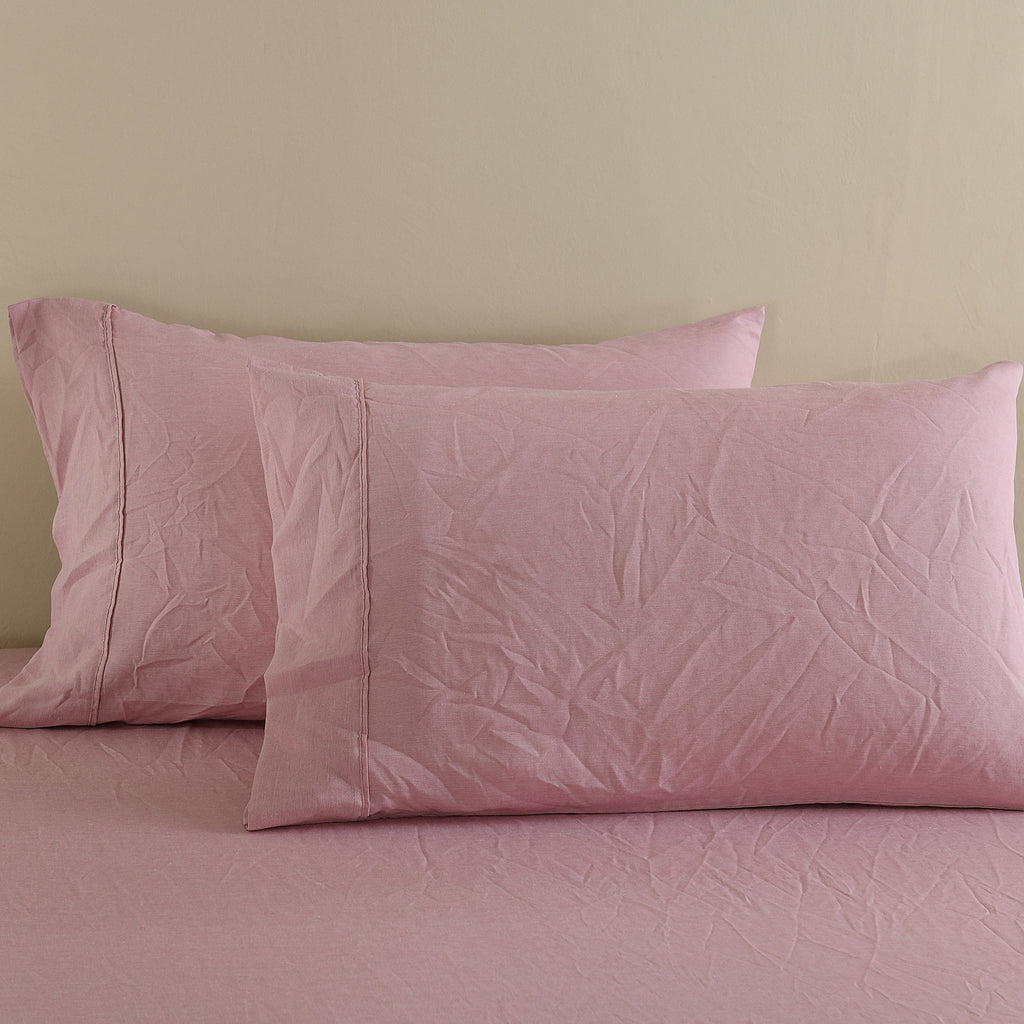 Royal Comfort Flax Linen Blend Sheet Set Bedding Luxury Breathable Ultra Soft Mauve Queen Deals499