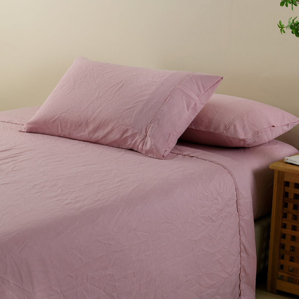 Royal Comfort Flax Linen Blend Sheet Set Bedding Luxury Breathable Ultra Soft Mauve Queen Deals499