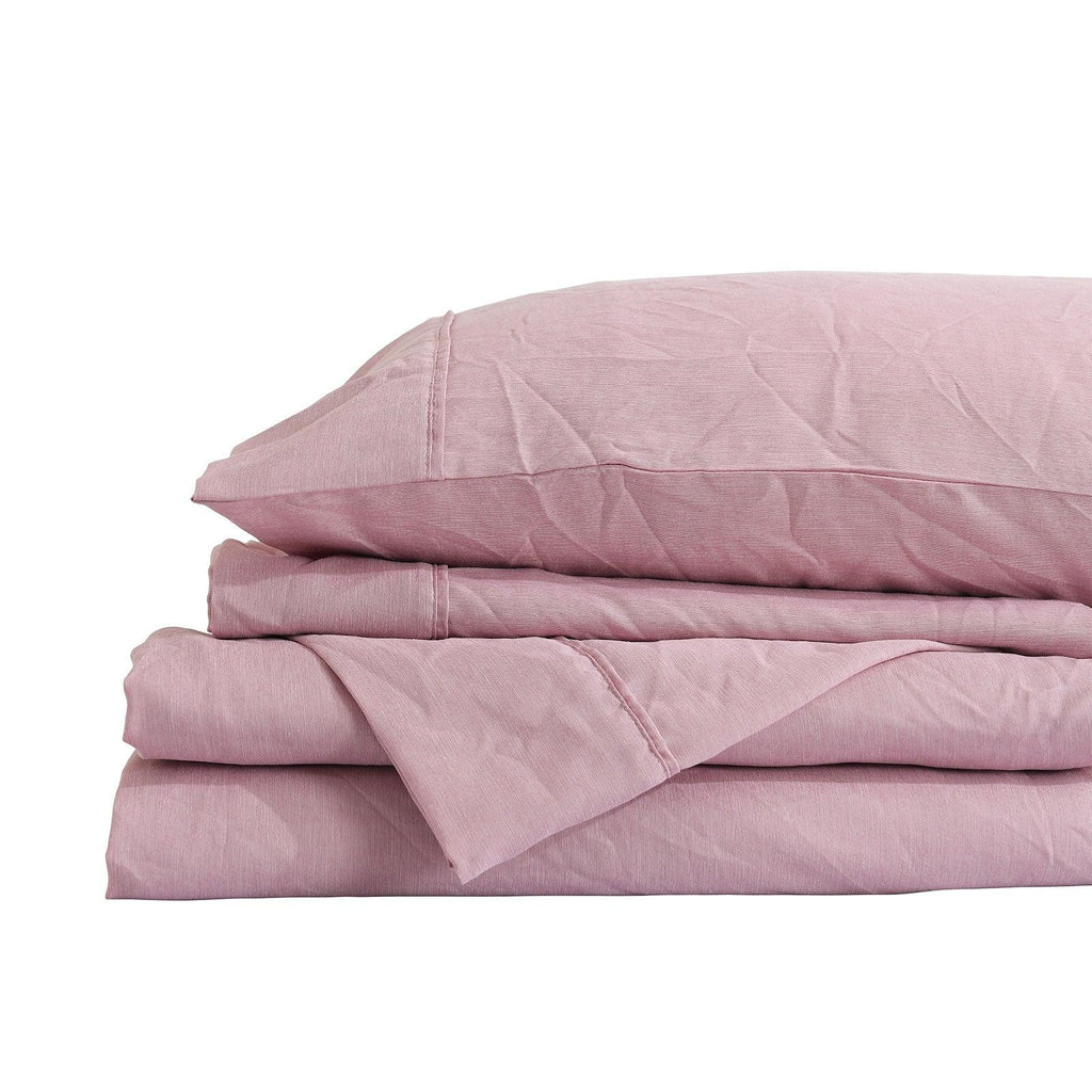 Royal Comfort Flax Linen Blend Sheet Set Bedding Luxury Breathable Ultra Soft Mauve Queen Deals499