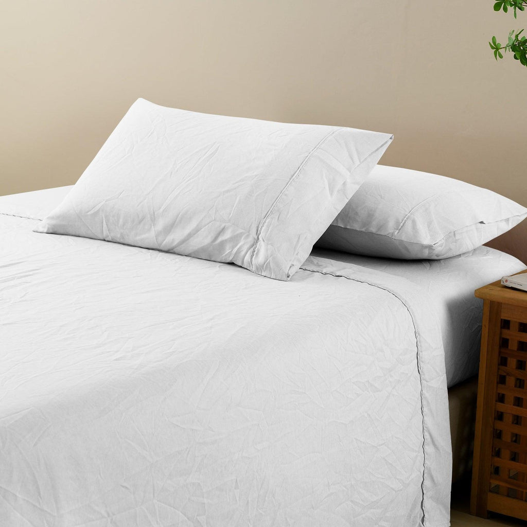 Royal Comfort Flax Linen Blend Sheet Set Bedding Luxury Breathable Ultra Soft White King Deals499