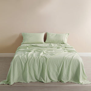 Royal Comfort Flax Linen Blend Sheet Set Bedding Luxury Breathable Ultra Soft Sage Green King Deals499
