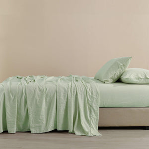 Royal Comfort Flax Linen Blend Sheet Set Bedding Luxury Breathable Ultra Soft Sage Green King Deals499