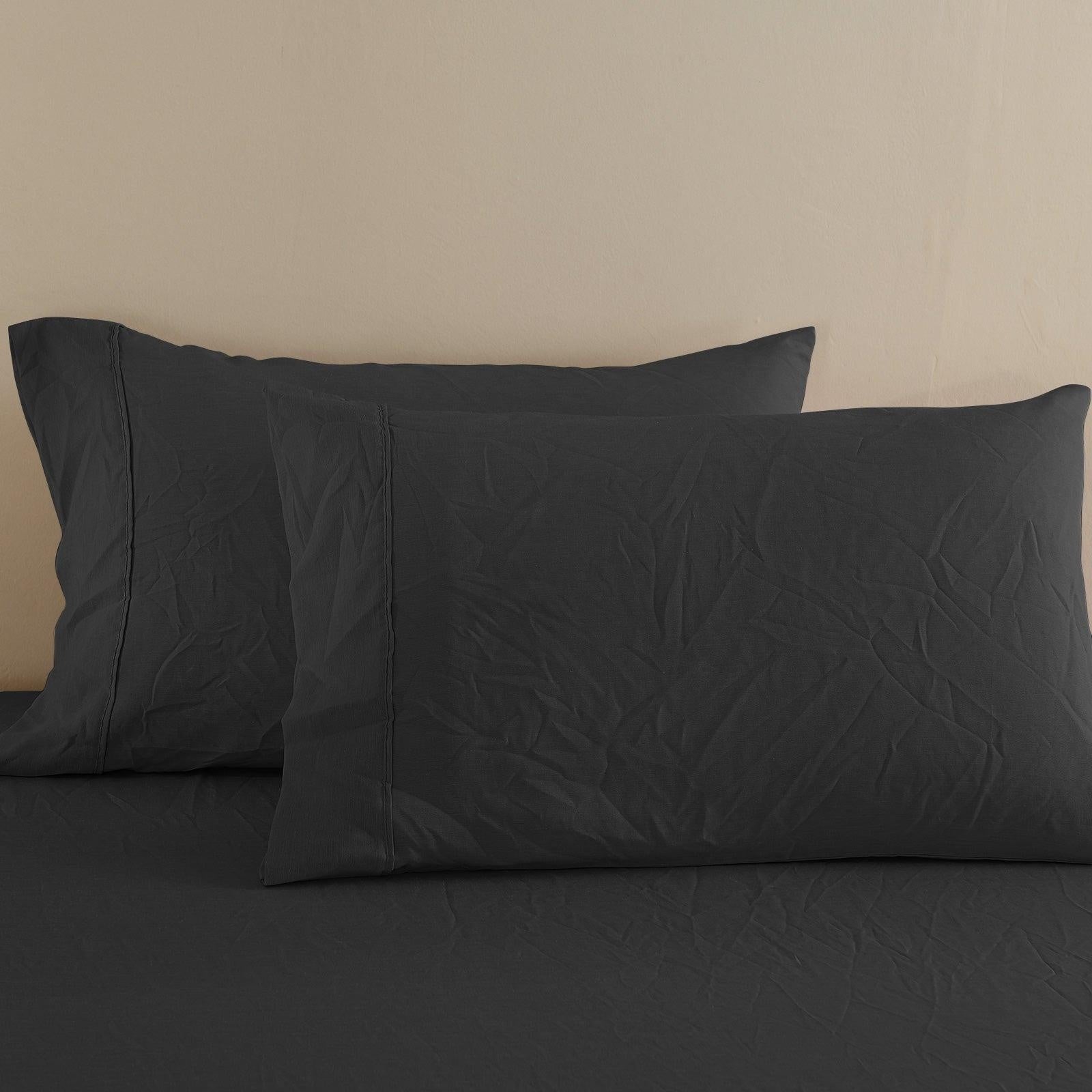 Royal Comfort Flax Linen Blend Sheet Set Bedding Luxury Breathable Ultra Soft Charcoal King Deals499