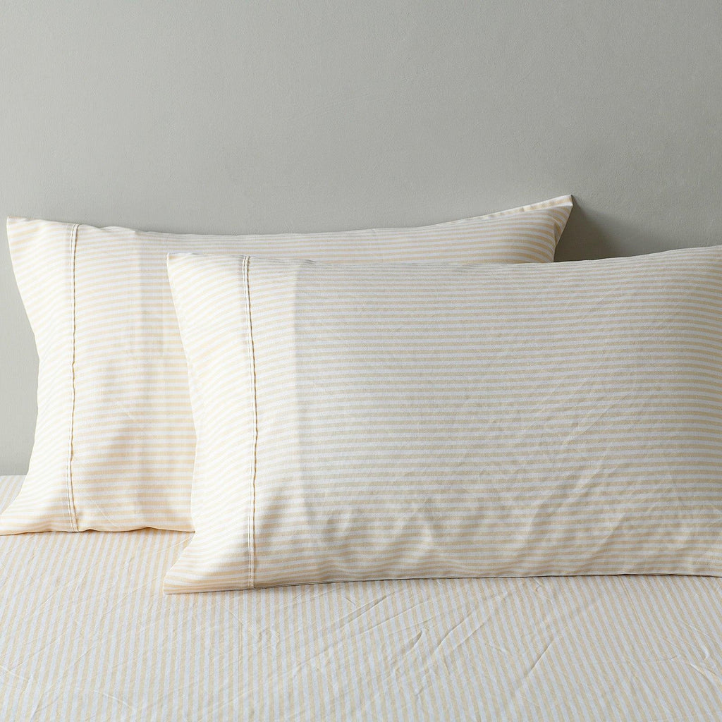 Royal Comfort Stripes Linen Blend Sheet Set Bedding Luxury Breathable Ultra Soft Beige Queen Deals499