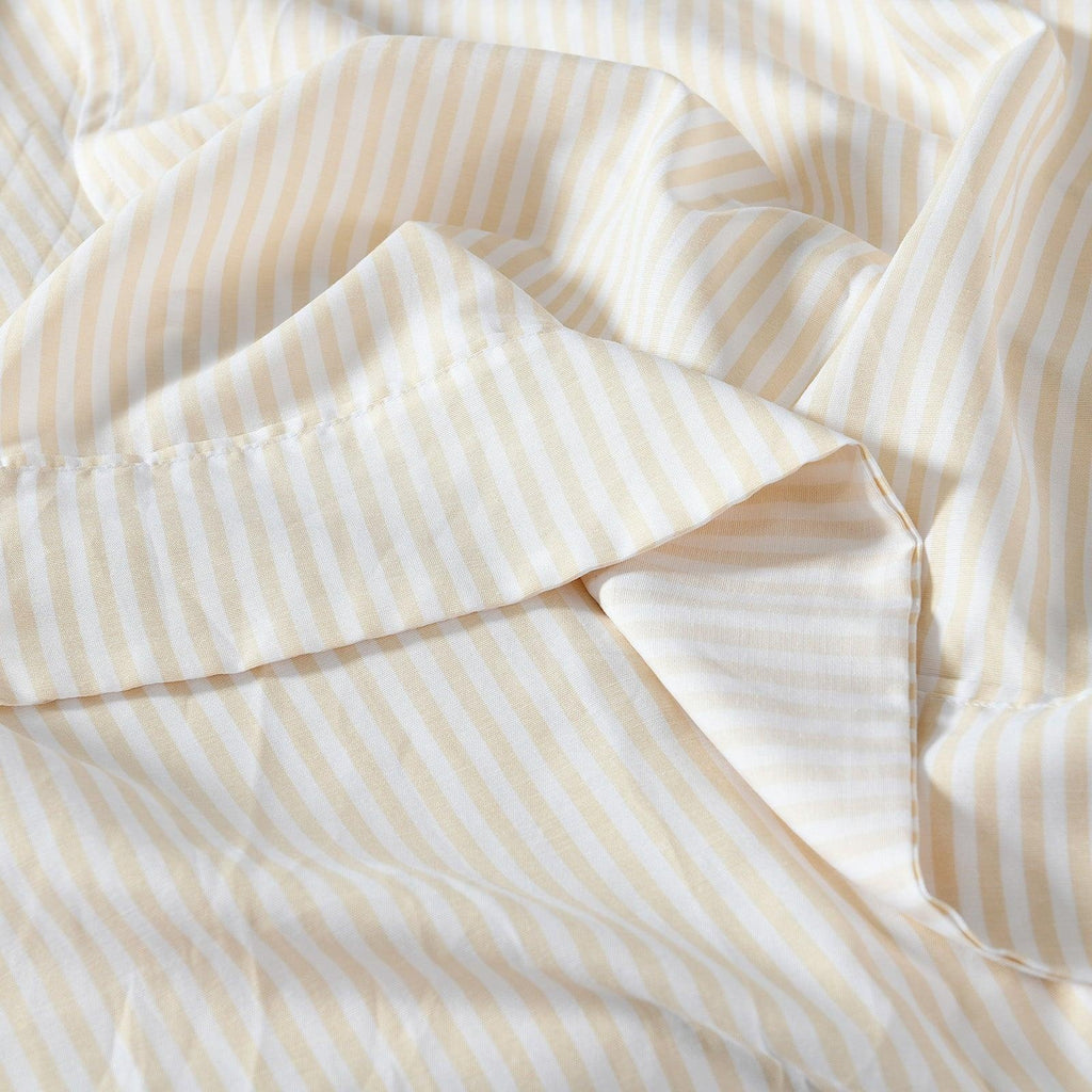 Royal Comfort Stripes Linen Blend Sheet Set Bedding Luxury Breathable Ultra Soft Beige Queen Deals499