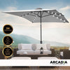 Arcadia Furniture Umbrella 3 Metre with Solar LED Lights Garden Yard Grey Deals499
