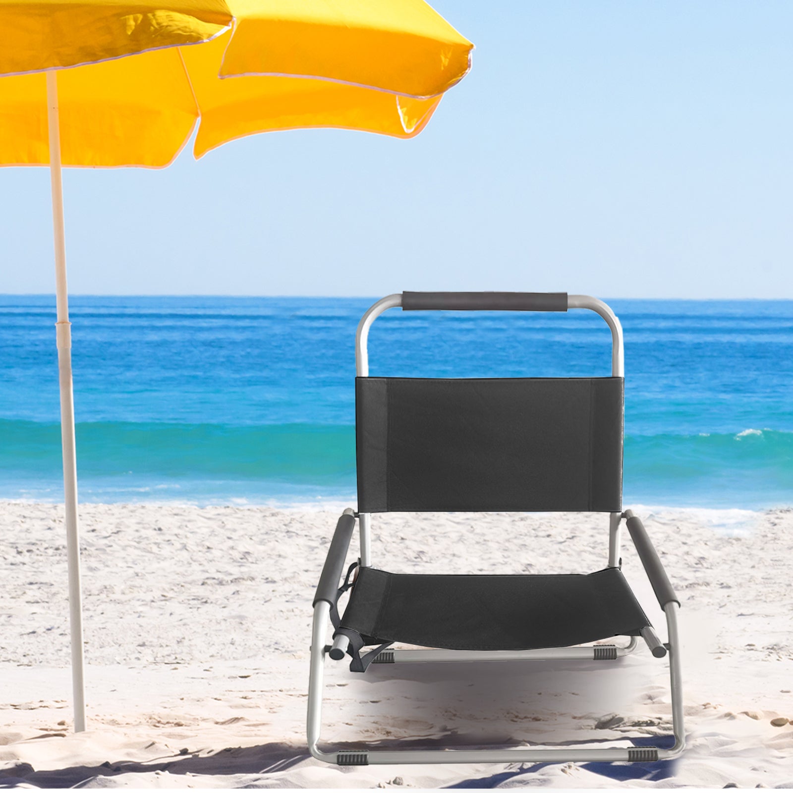 Havana Outdoors Beach Chair 2 Pack Folding Portable Summer Camping Outdoors - Black Deals499