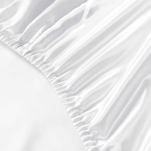 Royal Comfort Satin Sheet Set 3 Piece Fitted Sheet Pillowcase Soft  - Queen - White Deals499