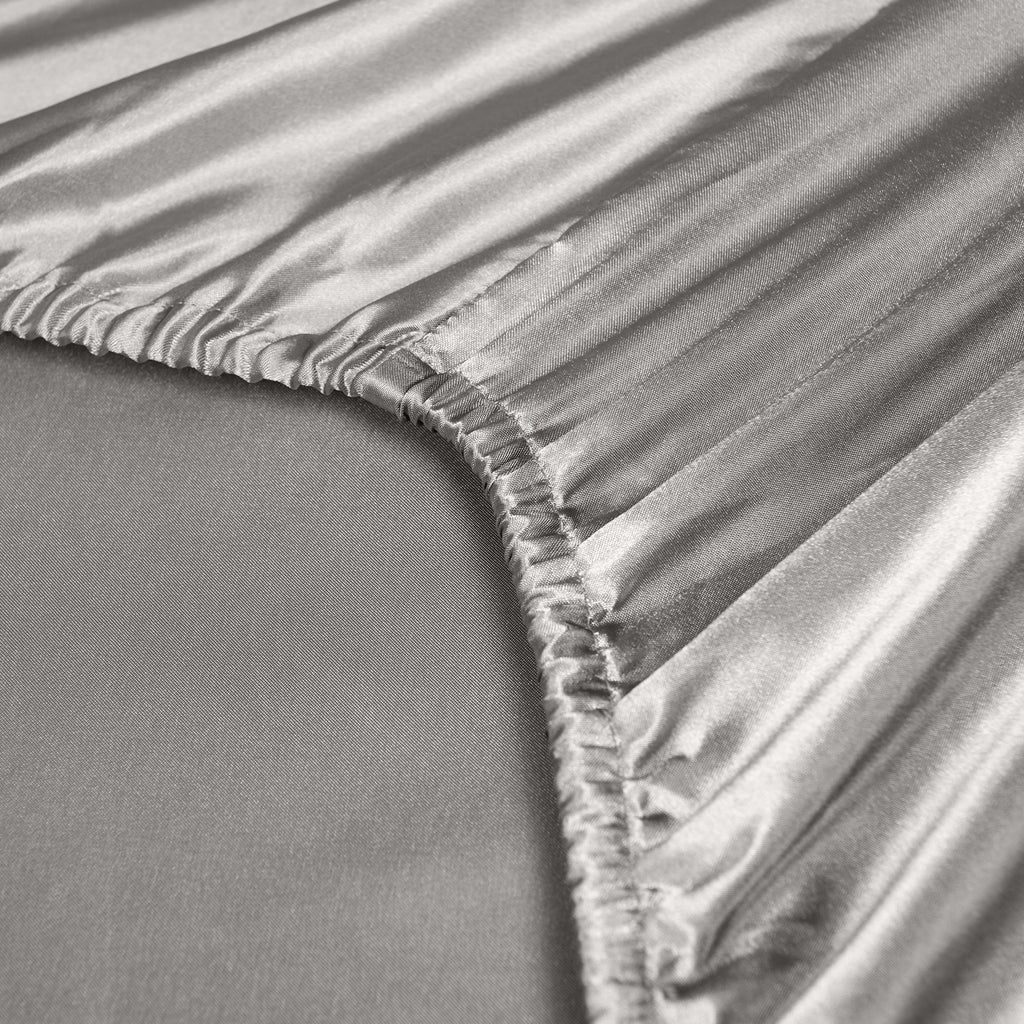 Royal Comfort Satin Sheet Set 3 Piece Fitted Sheet Pillowcase Soft  - King - Charcoal Deals499
