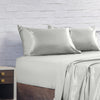 Royal Comfort Satin Sheet Set 4 Piece Fitted Flat Sheet Pillowcases  - Queen - Silver Deals499