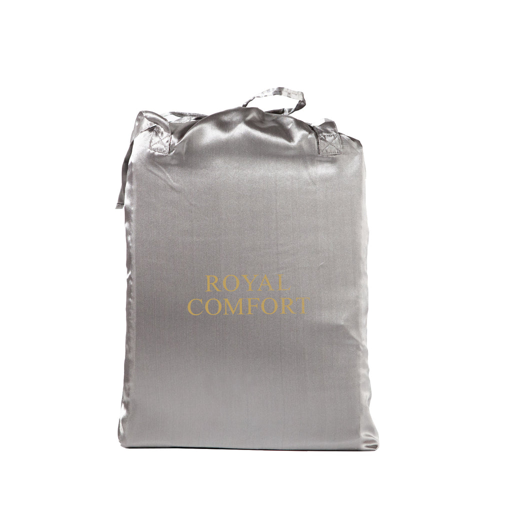 Royal Comfort Satin Sheet Set 4 Piece Fitted Flat Sheet Pillowcases  - Queen - Charcoal Deals499