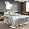 Royal Comfort Satin Sheet Set 4 Piece Fitted Flat Sheet Pillowcases  - King - Silver Deals499