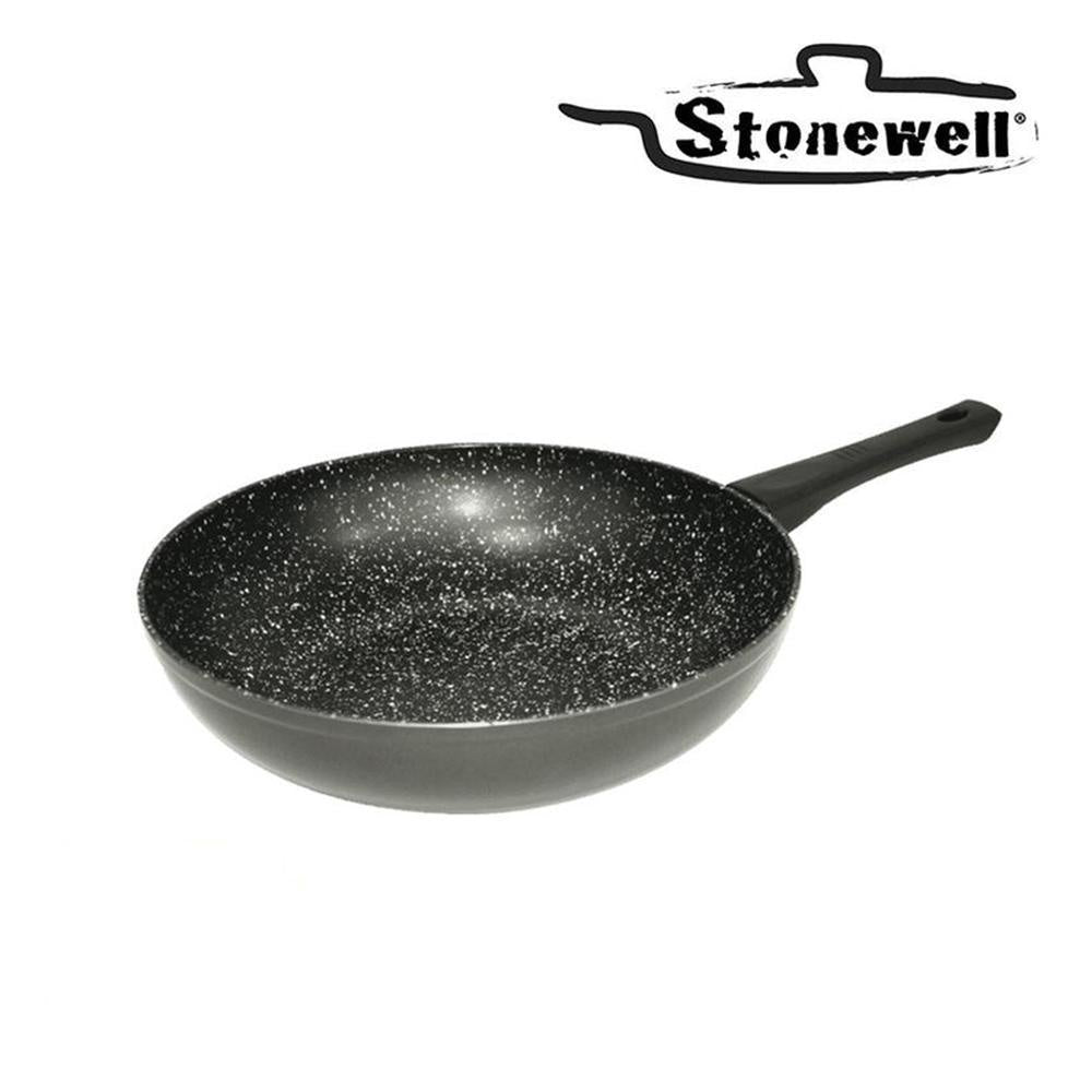Stonewell 30cm Wok Kitchen Non Stick Cookware Stone Black Deals499