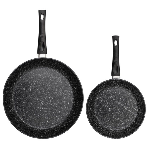 Stonewell 2 Piece 20cm + 28cm Frypan Set Non Stick Kitchen Cookware Pan Black Deals499