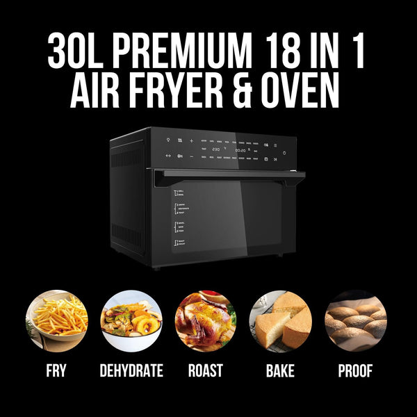 Kitchen Couture 30 Litre Air Fryer Oven 18 Presets 5-in-1 Multifunctional Black Deals499