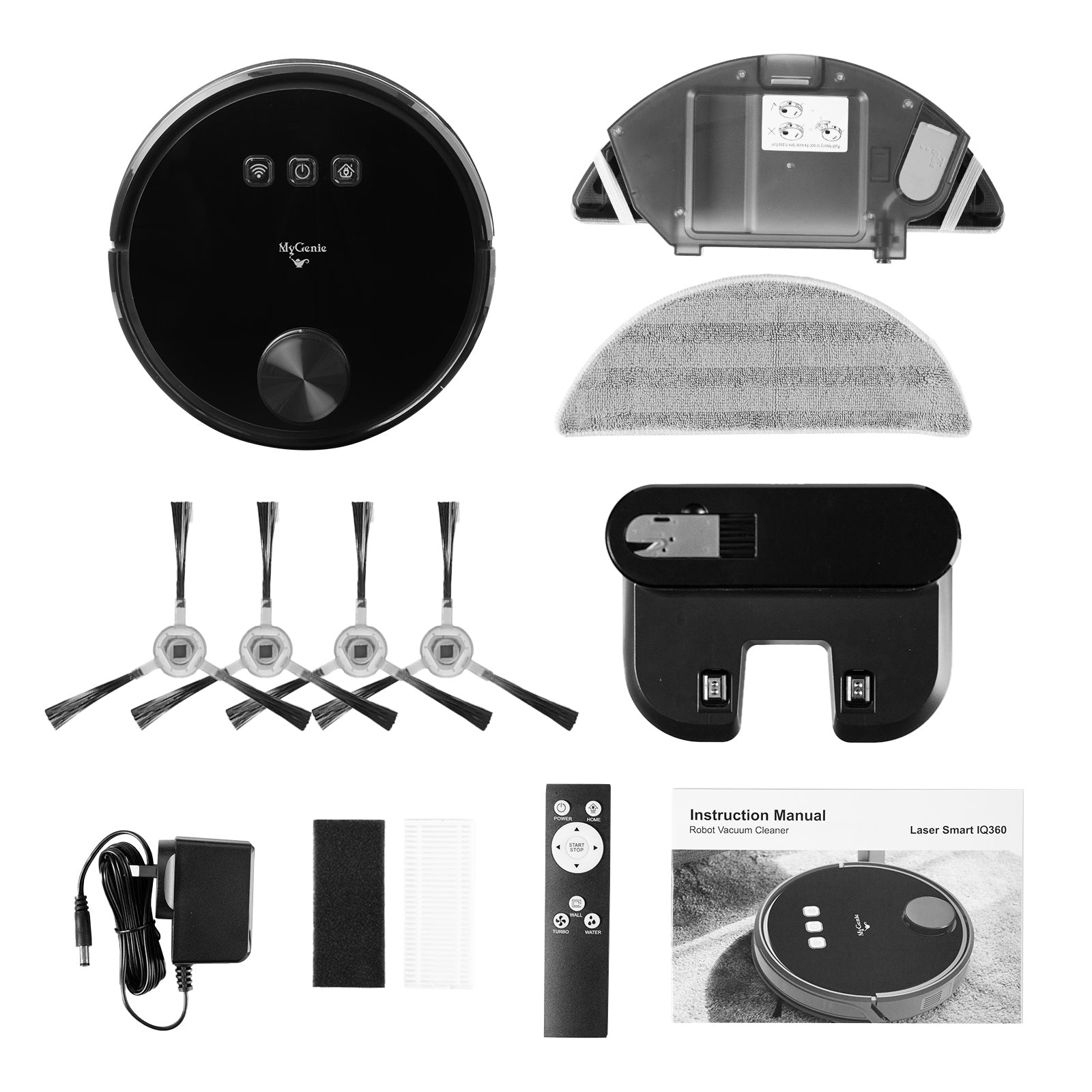 MyGenie Laser Smart Pro IQ 360 Robot Vacuum Cleaner Black WIFI Remote Control Deals499