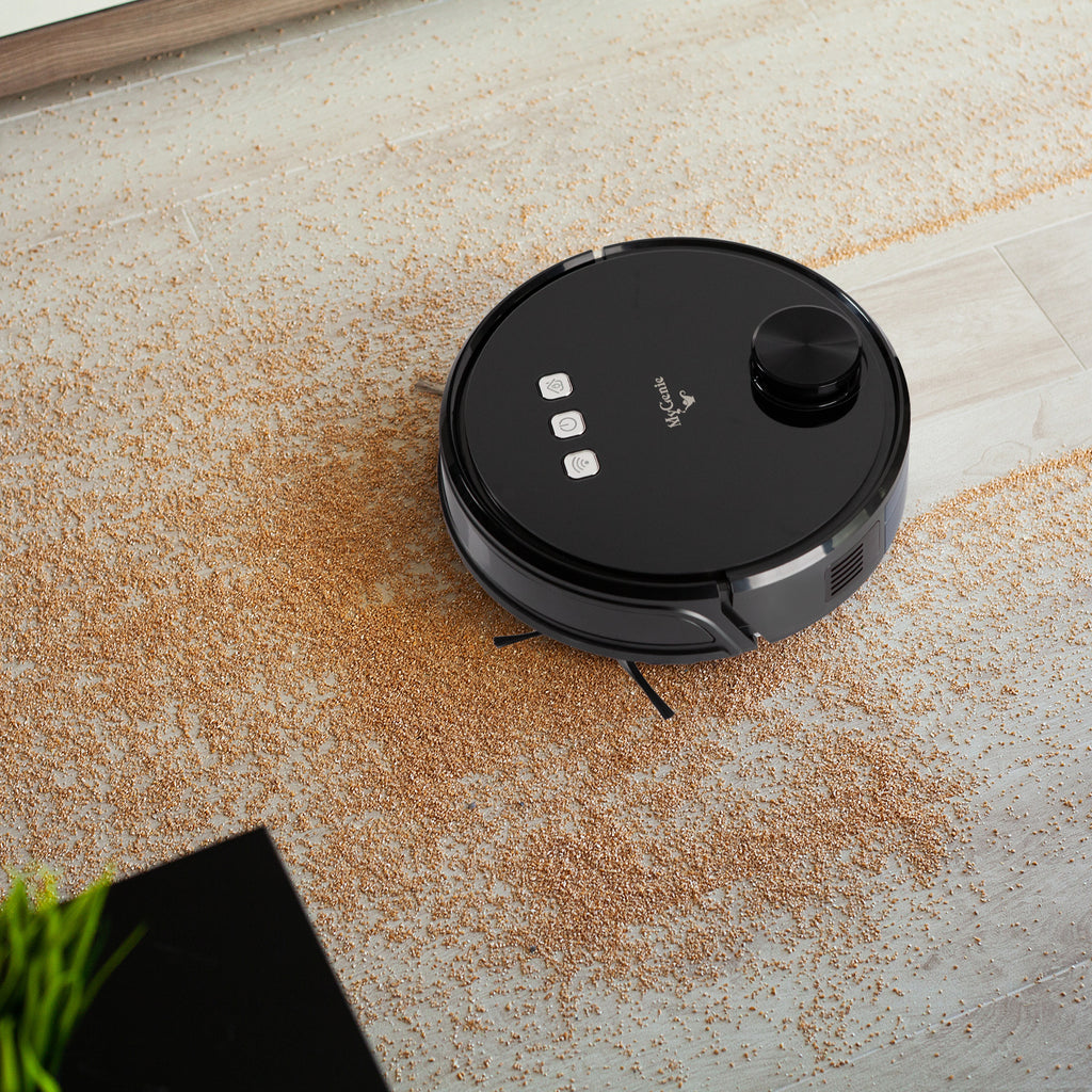 MyGenie Laser Smart Pro IQ 360 Robot Vacuum Cleaner Black WIFI Remote Control Deals499