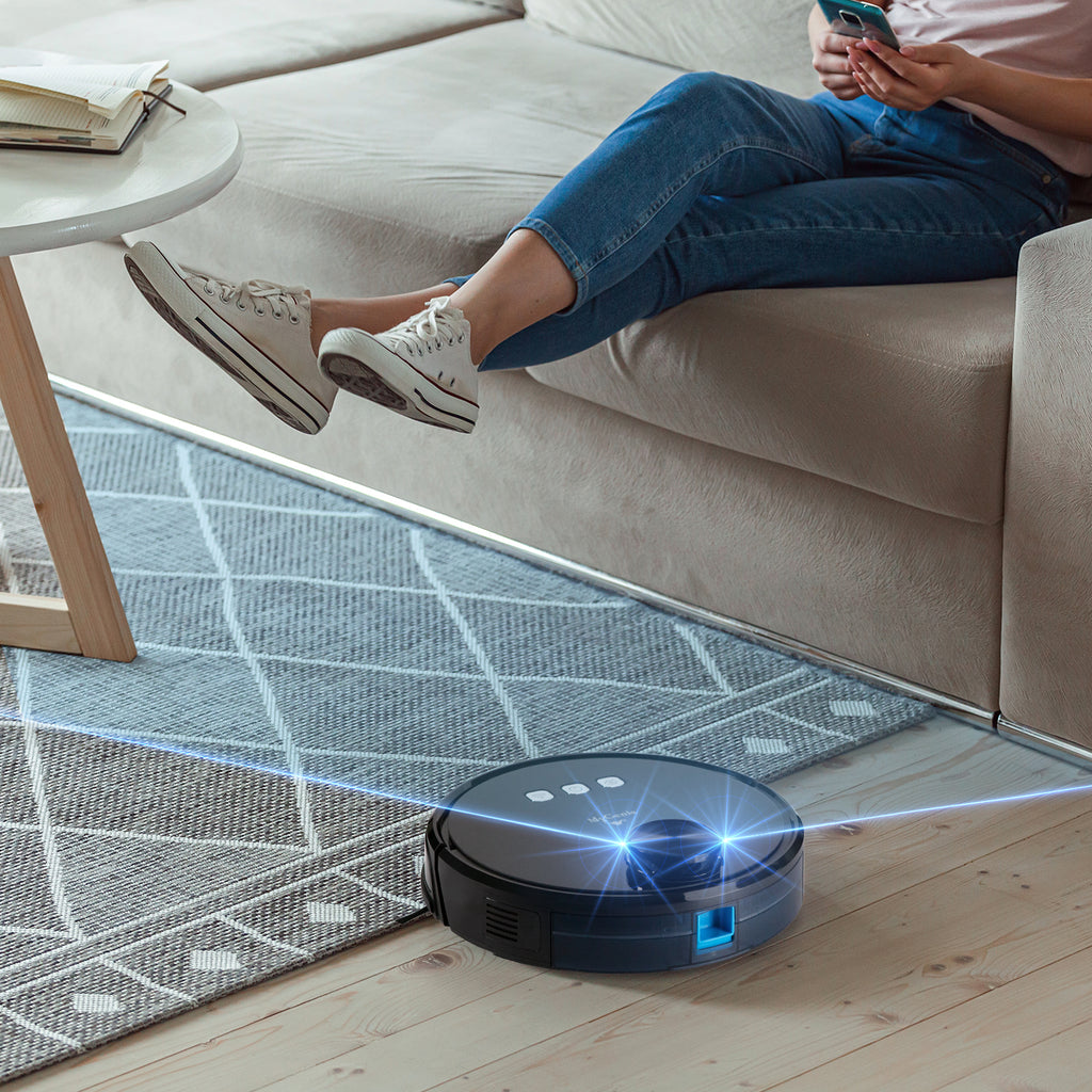 MyGenie Laser Smart Pro IQ 360 Robot Vacuum Cleaner Black WIFI Remote Control Deals499