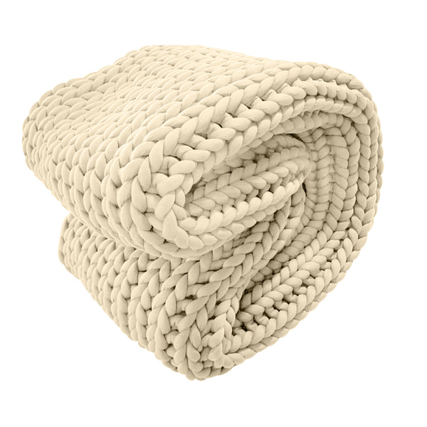 Royal Comfort Chunky Hand Knit Thick Weighted Blanket 6.3KG 203cm x 153cm - Cream from Deals499 at Deals499